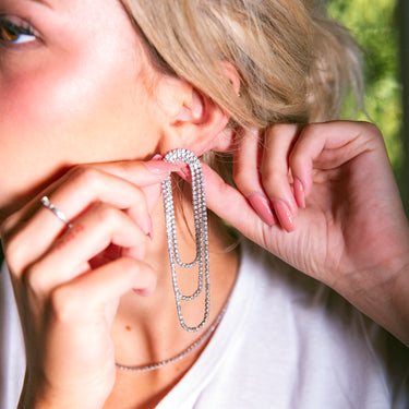 Looped Drop Crystal Earrings