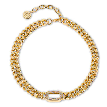 Pave Link Choker Gold Necklace
